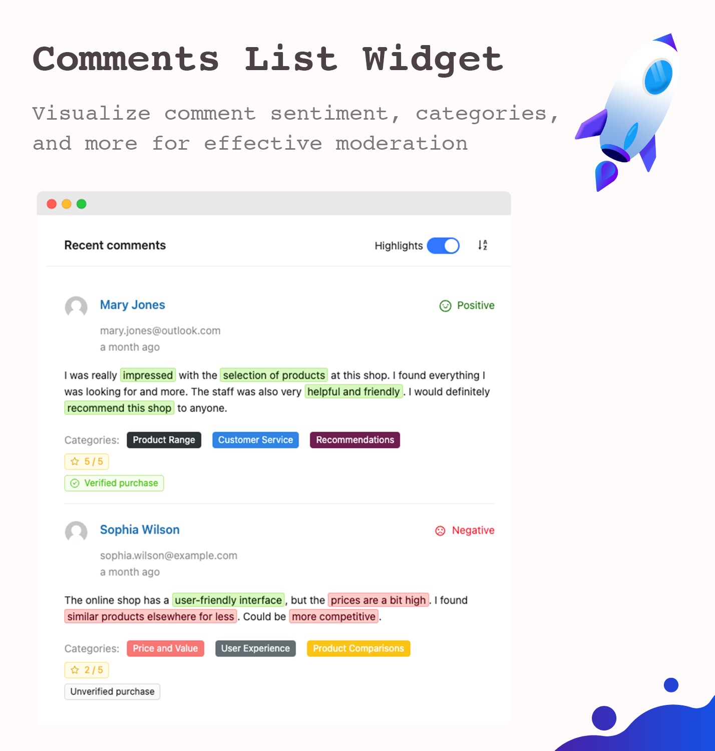 Comments list widget
